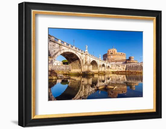 Saint Angel Castle and Bridge over the Tiber River in Rome-sborisov-Framed Photographic Print
