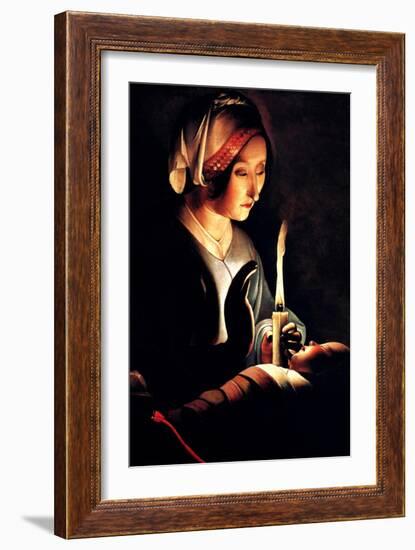 Saint Anna with the Christ Child by La Tour-Georges de La Tour-Framed Art Print