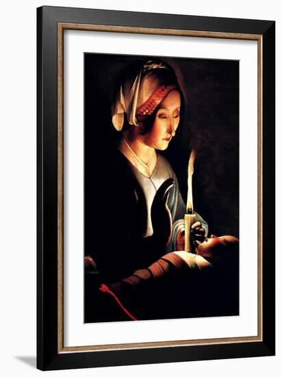 Saint Anna with the Christ Child by La Tour-Georges de La Tour-Framed Art Print