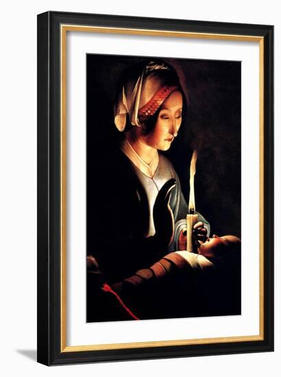 Saint Anna with the Christ Child by La Tour-Georges de La Tour-Framed Art Print