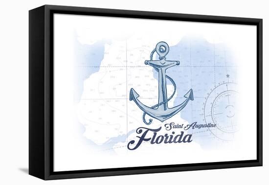 Saint Augustine, Florida - Anchor - Blue - Coastal Icon-Lantern Press-Framed Stretched Canvas