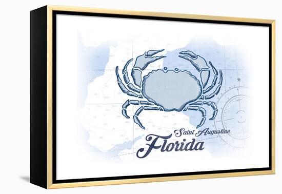Saint Augustine, Florida - Crab - Blue - Coastal Icon-Lantern Press-Framed Stretched Canvas