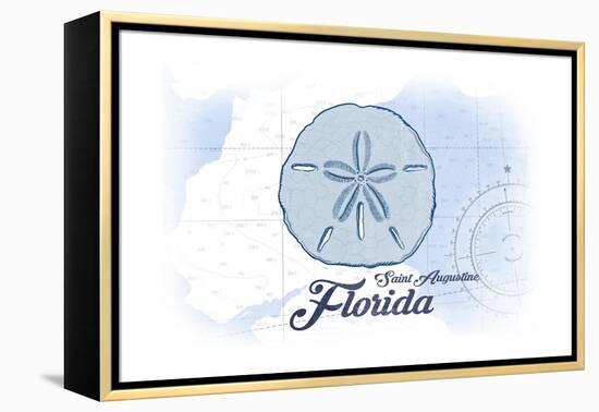 Saint Augustine, Florida - Sand Dollar - Blue - Coastal Icon-Lantern Press-Framed Stretched Canvas