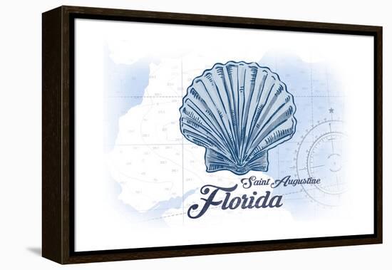 Saint Augustine, Florida - Scallop Shell - Blue - Coastal Icon-Lantern Press-Framed Stretched Canvas