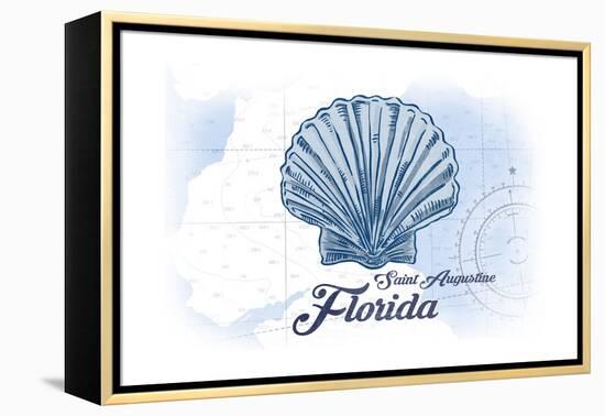 Saint Augustine, Florida - Scallop Shell - Blue - Coastal Icon-Lantern Press-Framed Stretched Canvas