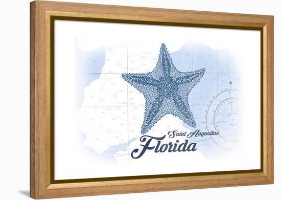 Saint Augustine, Florida - Starfish - Blue - Coastal Icon-Lantern Press-Framed Stretched Canvas