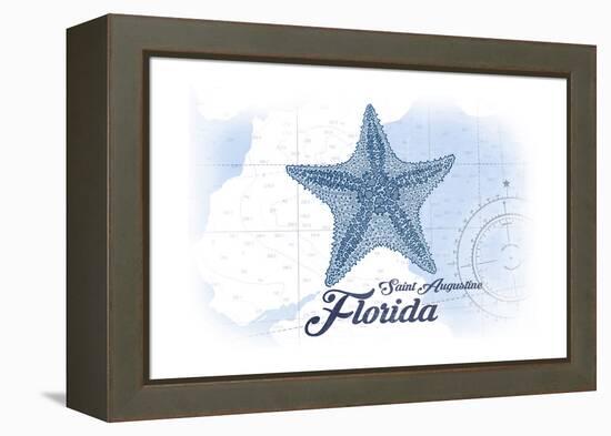 Saint Augustine, Florida - Starfish - Blue - Coastal Icon-Lantern Press-Framed Stretched Canvas