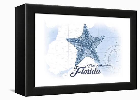 Saint Augustine, Florida - Starfish - Blue - Coastal Icon-Lantern Press-Framed Stretched Canvas