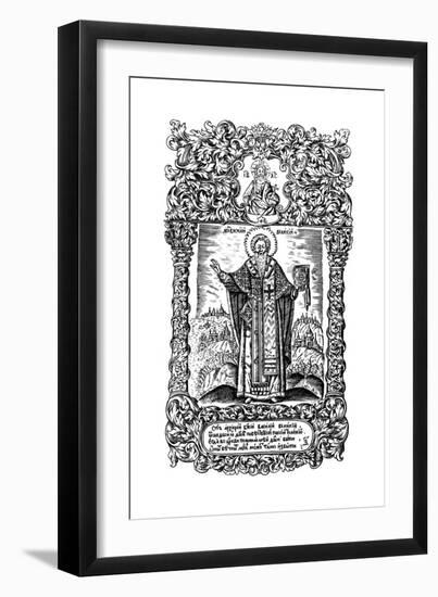 Saint Basil the Great. Illustration to the Book Synodicon, 1700-Leonti Bunin-Framed Giclee Print