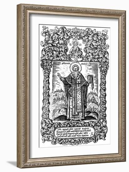 Saint Basil the Great. Illustration to the Book Synodicon, 1700-Leonti Bunin-Framed Giclee Print