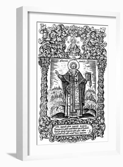 Saint Basil the Great. Illustration to the Book Synodicon, 1700-Leonti Bunin-Framed Giclee Print