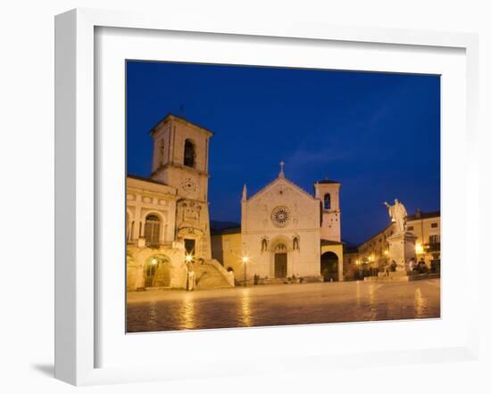 Saint Benedict Square, Norcia, Umbria, Italy, Europe-Angelo Cavalli-Framed Photographic Print