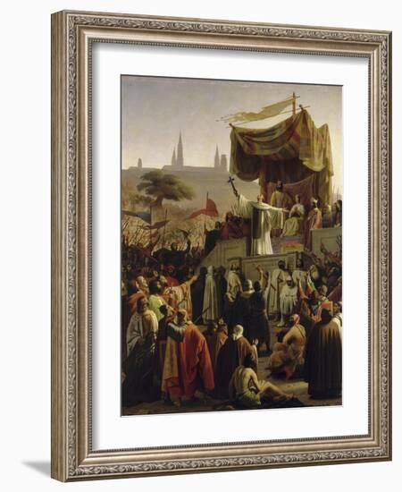 Saint Bernard prêchant la deuxième Croisade en présence du roi Louis VII et de la reine Aliénor-Emile Signol-Framed Giclee Print