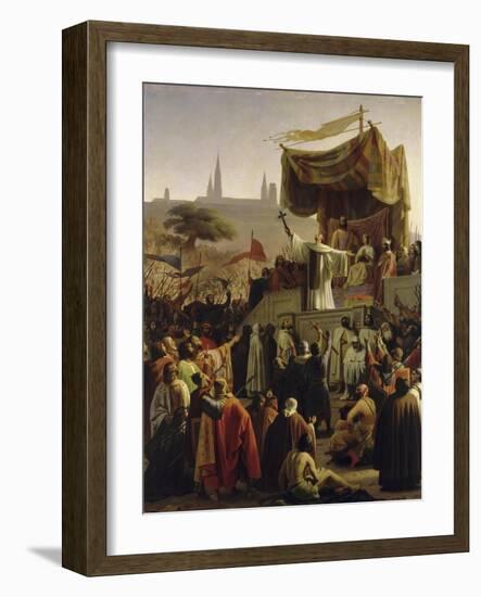 Saint Bernard prêchant la deuxième Croisade en présence du roi Louis VII et de la reine Aliénor-Emile Signol-Framed Giclee Print