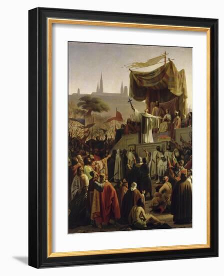 Saint Bernard prêchant la deuxième Croisade en présence du roi Louis VII et de la reine Aliénor-Emile Signol-Framed Giclee Print