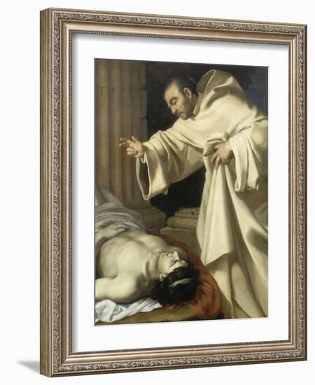 Saint Bernard ressuscitant un mort-Aubin Vouet-Framed Giclee Print