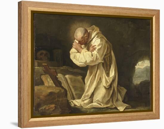 Saint Bruno en prière dans le désert-Jean Bernard Restout-Framed Premier Image Canvas