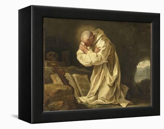 Saint Bruno en prière dans le désert-Jean Bernard Restout-Framed Premier Image Canvas