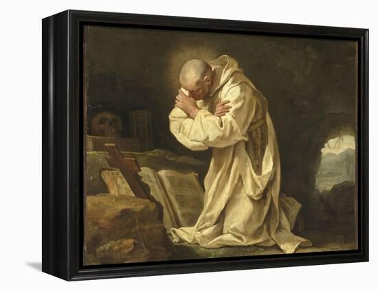 Saint Bruno en prière dans le désert-Jean Bernard Restout-Framed Premier Image Canvas