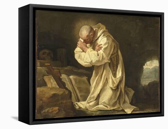 Saint Bruno en prière dans le désert-Jean Bernard Restout-Framed Premier Image Canvas