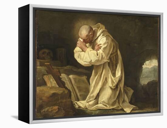 Saint Bruno en prière dans le désert-Jean Bernard Restout-Framed Premier Image Canvas