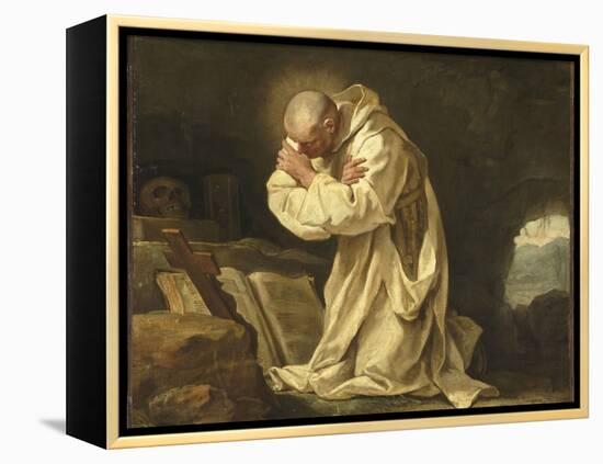 Saint Bruno en prière dans le désert-Jean Bernard Restout-Framed Premier Image Canvas