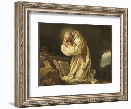 Saint Bruno en prière dans le désert-Jean Bernard Restout-Framed Giclee Print