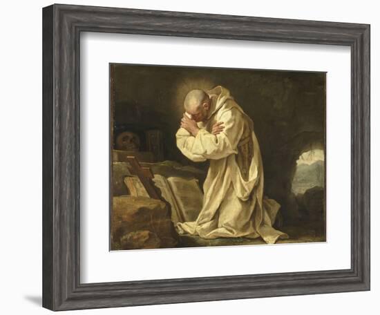 Saint Bruno en prière dans le désert-Jean Bernard Restout-Framed Giclee Print