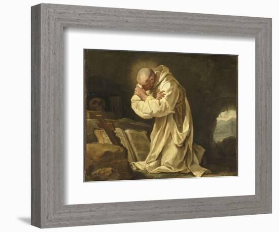 Saint Bruno en prière dans le désert-Jean Bernard Restout-Framed Giclee Print