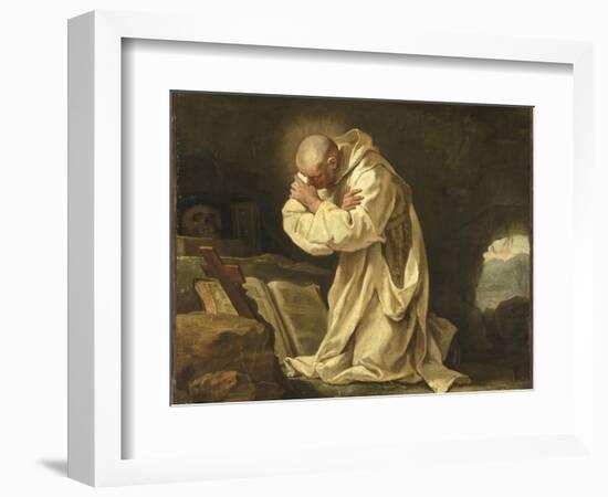 Saint Bruno en prière dans le désert-Jean Bernard Restout-Framed Giclee Print