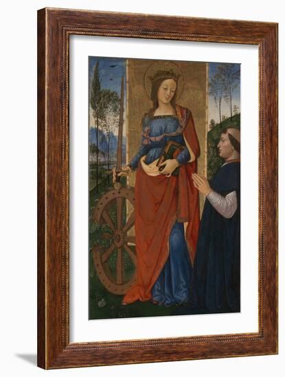 Saint Catherine of Alexandria with a Donor, C. 1480-Bernardino Pinturicchio-Framed Giclee Print