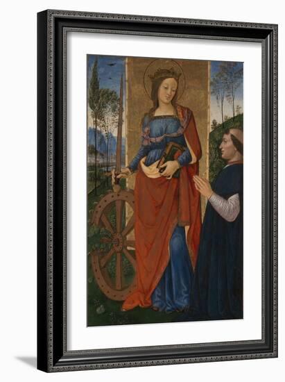 Saint Catherine of Alexandria with a Donor, C. 1480-Bernardino Pinturicchio-Framed Giclee Print