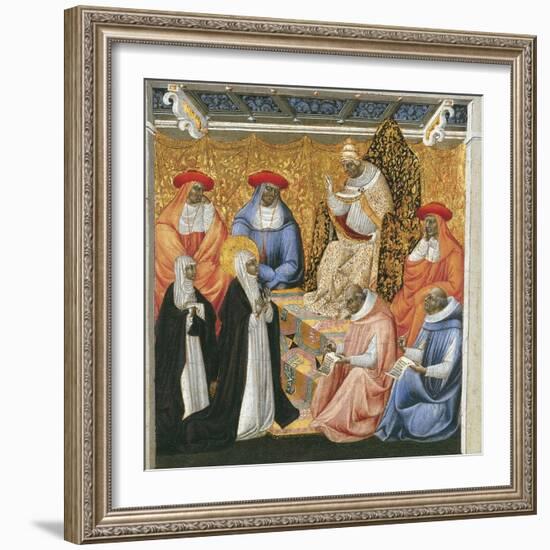 Saint Catherine of Siena before the Pope at Avignon-Giovanni di Paolo-Framed Giclee Print