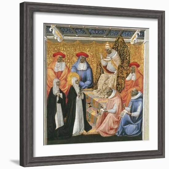 Saint Catherine of Siena before the Pope at Avignon-Giovanni di Paolo-Framed Giclee Print