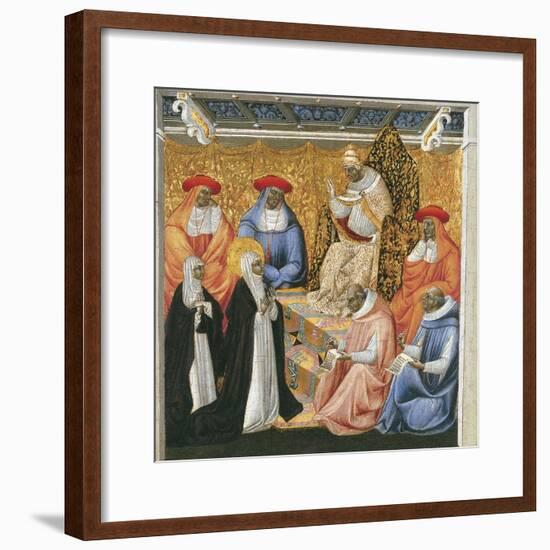 Saint Catherine of Siena before the Pope at Avignon-Giovanni di Paolo-Framed Giclee Print