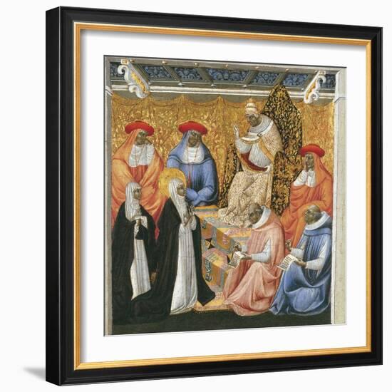 Saint Catherine of Siena before the Pope at Avignon-Giovanni di Paolo-Framed Giclee Print