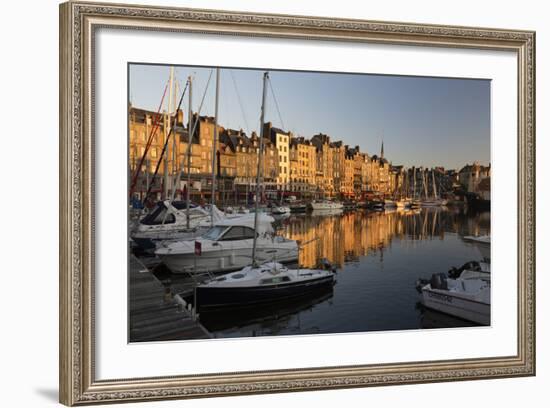 Saint Catherine Quay in the Vieux Bassin at Sunrise, Honfleur, Normandy, France, Europe-Stuart Black-Framed Photographic Print