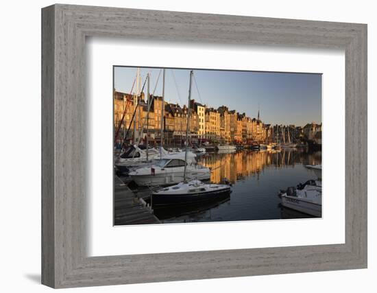 Saint Catherine Quay in the Vieux Bassin at Sunrise, Honfleur, Normandy, France, Europe-Stuart Black-Framed Photographic Print