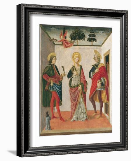 Saint Cecilia Between Saint Valerian and Saint Tiburtius with a Donor-Francesco Botticini-Framed Giclee Print