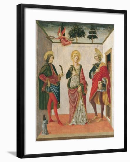 Saint Cecilia Between Saint Valerian and Saint Tiburtius with a Donor-Francesco Botticini-Framed Giclee Print