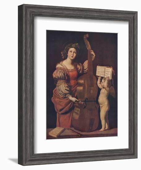'Saint Cecilia with an angel holding a musical score', 1617-1618-Domenichino-Framed Giclee Print