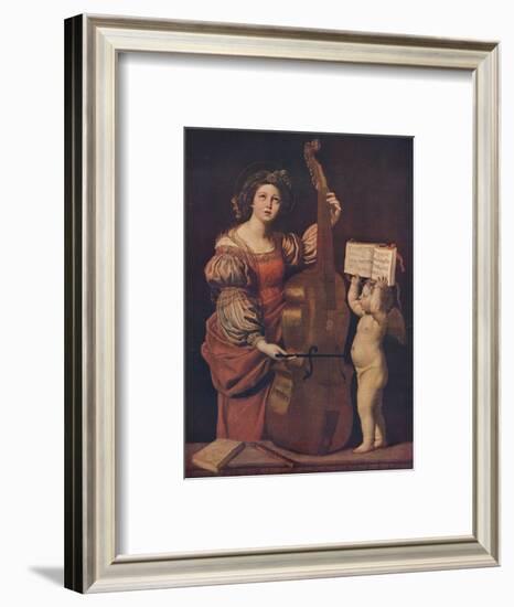 'Saint Cecilia with an angel holding a musical score', 1617-1618-Domenichino-Framed Giclee Print