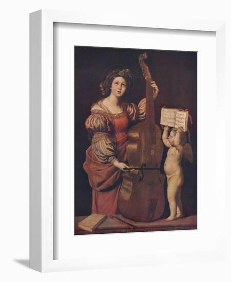 'Saint Cecilia with an angel holding a musical score', 1617-1618-Domenichino-Framed Giclee Print