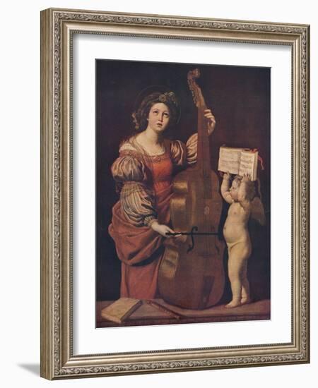 'Saint Cecilia with an angel holding a musical score', 1617-1618-Domenichino-Framed Giclee Print