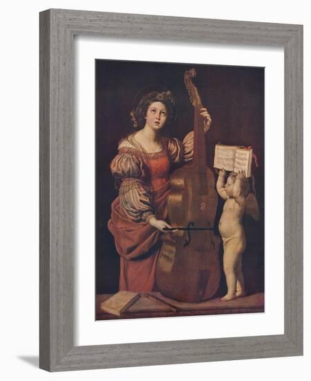 'Saint Cecilia with an angel holding a musical score', 1617-1618-Domenichino-Framed Giclee Print