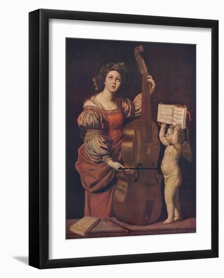 'Saint Cecilia with an angel holding a musical score', 1617-1618-Domenichino-Framed Giclee Print