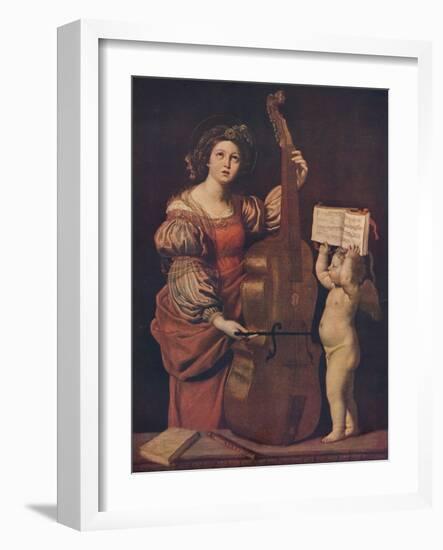 'Saint Cecilia with an angel holding a musical score', 1617-1618-Domenichino-Framed Giclee Print