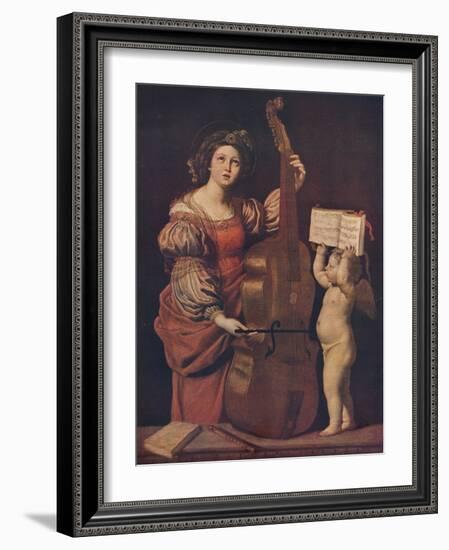 'Saint Cecilia with an angel holding a musical score', 1617-1618-Domenichino-Framed Giclee Print