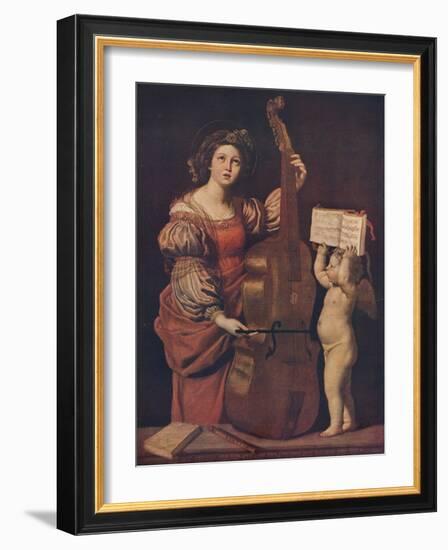 'Saint Cecilia with an angel holding a musical score', 1617-1618-Domenichino-Framed Giclee Print