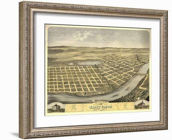 Saint Cloud, Minnesota - Panoramic Map-Lantern Press-Framed Art Print